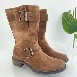 Paul Green Women's Suri Boot Size 6 Biker Moto Distress Brown Suede Bootie
